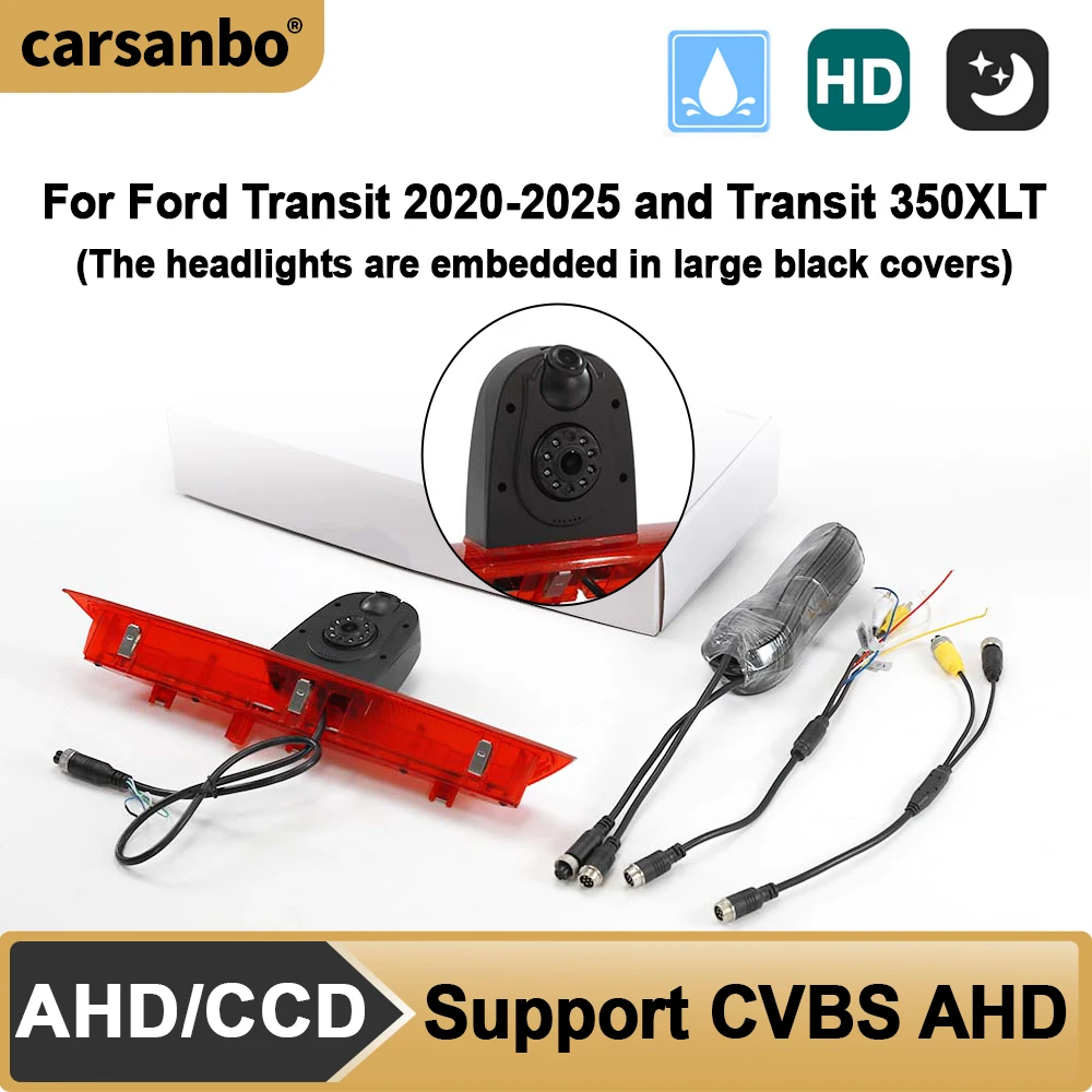 Carsanbo Dual Lens Camera Van Rear View Camera for Ford Transit 2020 2021 2022 2023 2024 2025 and Transit 350XLT  Brake Light