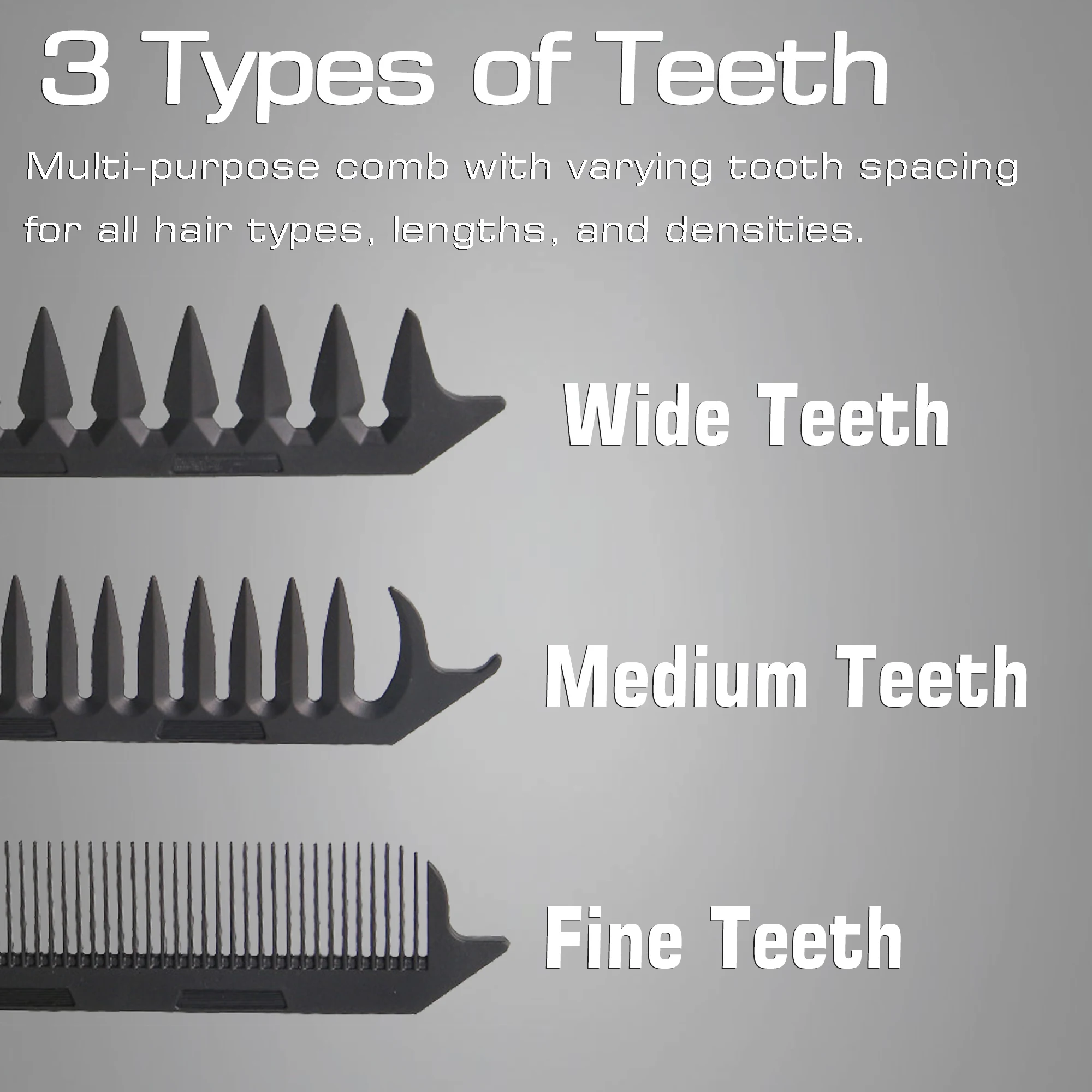 3-in-1 opvouwbare kam Draagbare zakbaardkam Zakformaat voor reizen Zwart plastic snorhaarkam voor verzorging onderweg