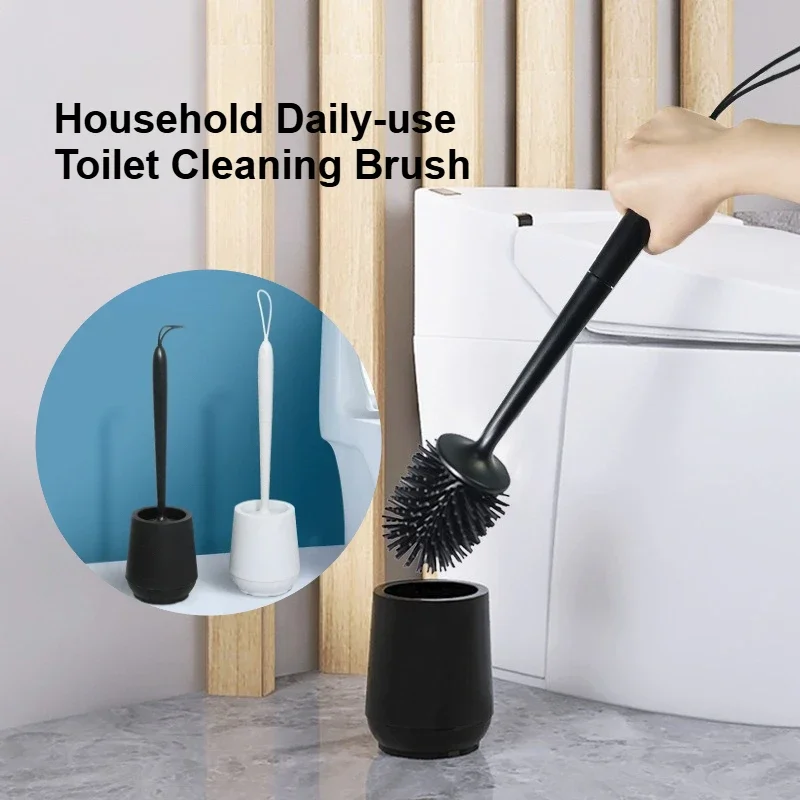 

Щетка для унитаза Щетка для унитаза Черно-белая силиконовая напольная щетка для чистки унитаза Аксессуары для ванной комнаты Круглый тип Повседневное использование