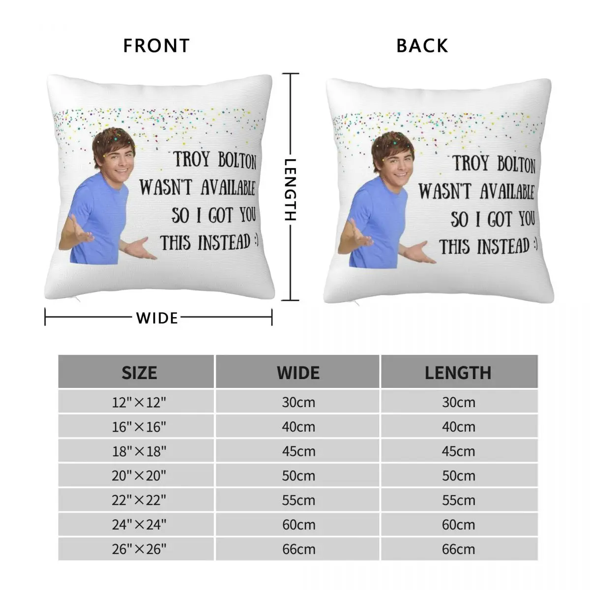 Zac Efron Troy Bolton High School Square Pillowcase Polyester Linen Velvet Pattern Decorative Home Cushion Cover Wholesale 45x45