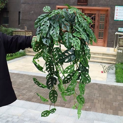 76cm Artificial Hanging Vines Plants Fake Wall Vines Indoor Long Monstera Leafs Hanging Rattan Green Ivy For Room Garden Decor