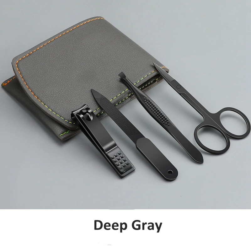 

4 Piece Set of Black Stainless Steel Nail Clippers Complete Set of Nail Clippers Acne Needles Foot Clippers Beauty Pliers