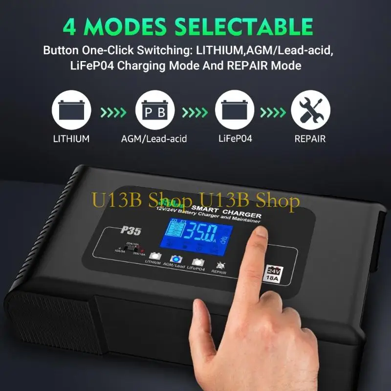 U13B 35A Automatique 12V 24V Car Chargeur batterie voiture avec reconditionnement d'impulsion