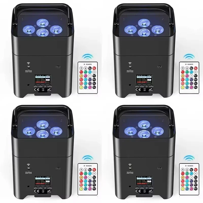 U'King 4PCS 6x18W 6 in 1 RGBAW UV Par Light Remote Control Wireless LED Battery Light for Disco DJ Bar Party Concert Stage Light
