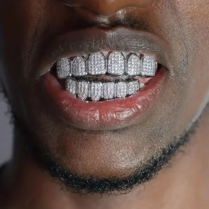 1Pc/Set Hip Hop Bling Teeth Grills Set Unisex Top Bottom Mouth Teeth Grills Tooth Cap Removable Dental Fashion Accessories