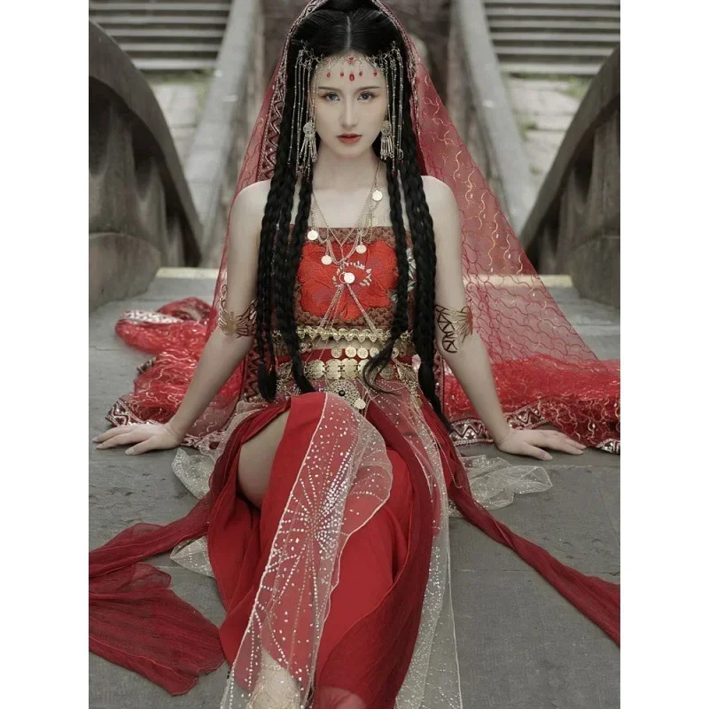 Dunhuang Hanfu Cos Dancer Improved Skirt Dance Dress Chinoiserie Desert Women Chinese Tranditional Princess Performance Costume