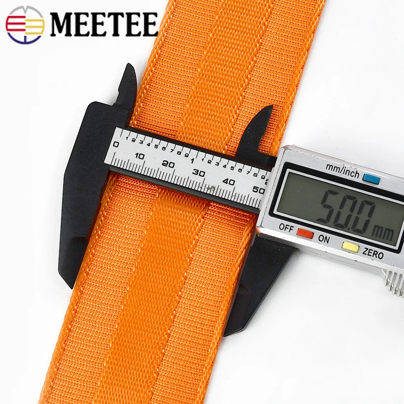 1/2/3/5M Meetee 50mm Nylon Webbing 1.5mm Thick Safety Belt Ribbon for Backpack Polypropylene Strap Pet Leash Trim Tape Accessory