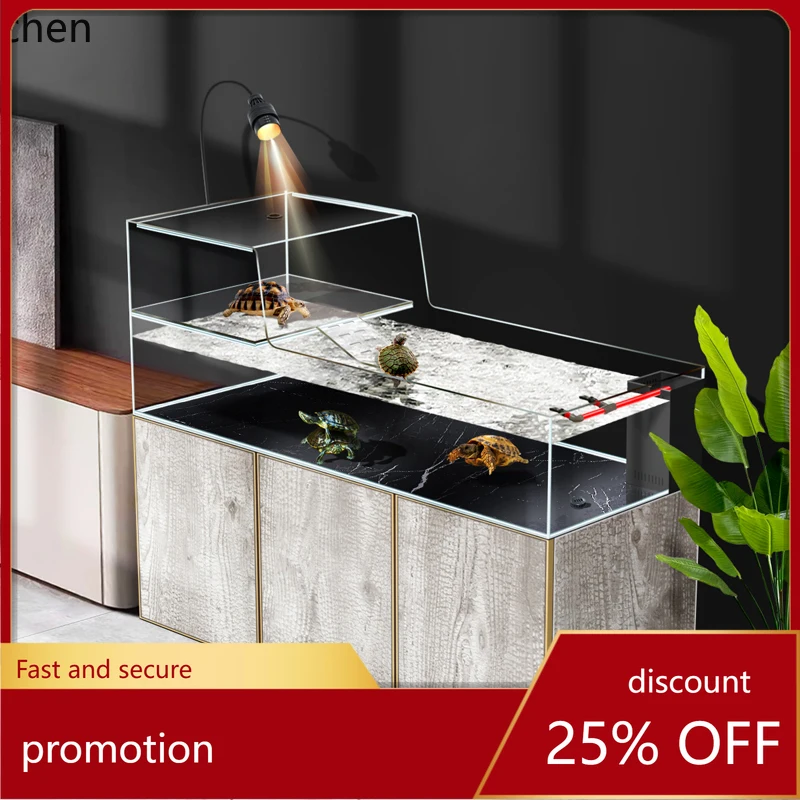 

HT bottom filter circulating water-free stream fish tank household large glass amphibious feeding tank