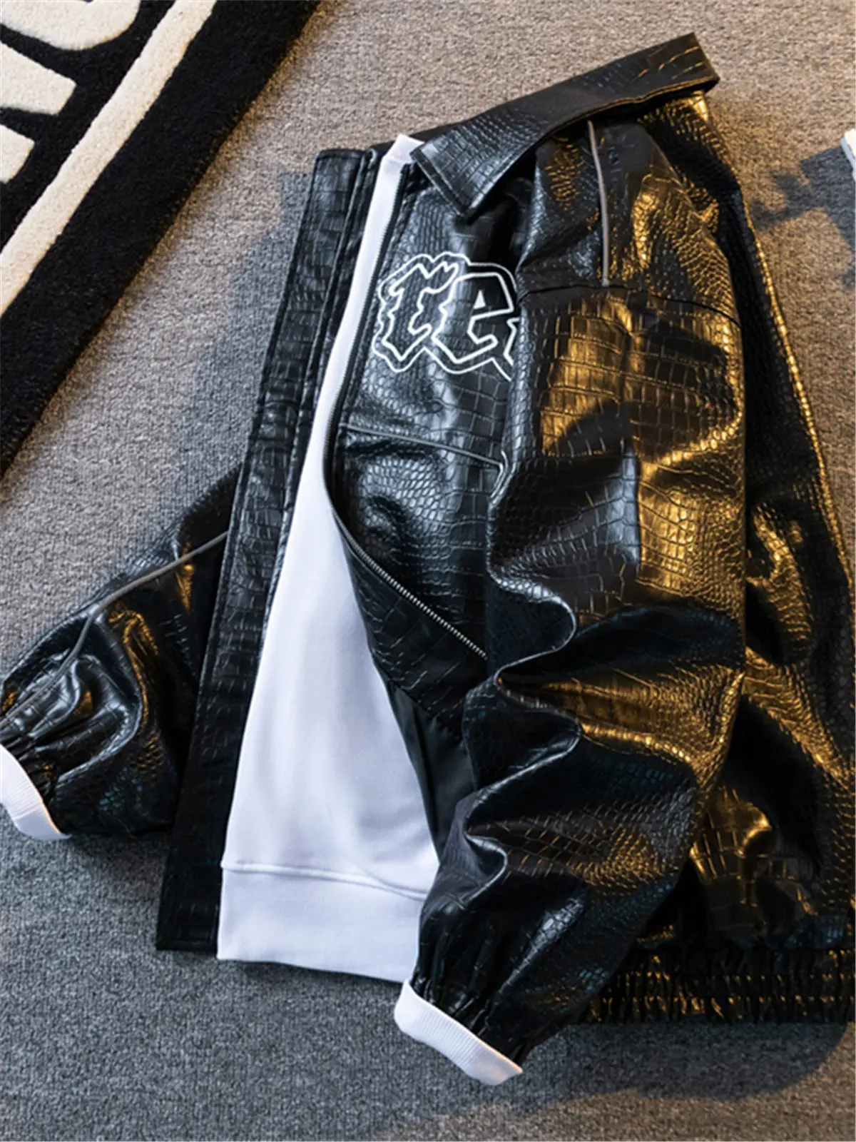 

Vintage American Crocodile Pattern Leather Jaet Men's Sli Nas Spring Autumn Sle Trendy Brand Motorcycle Jaet