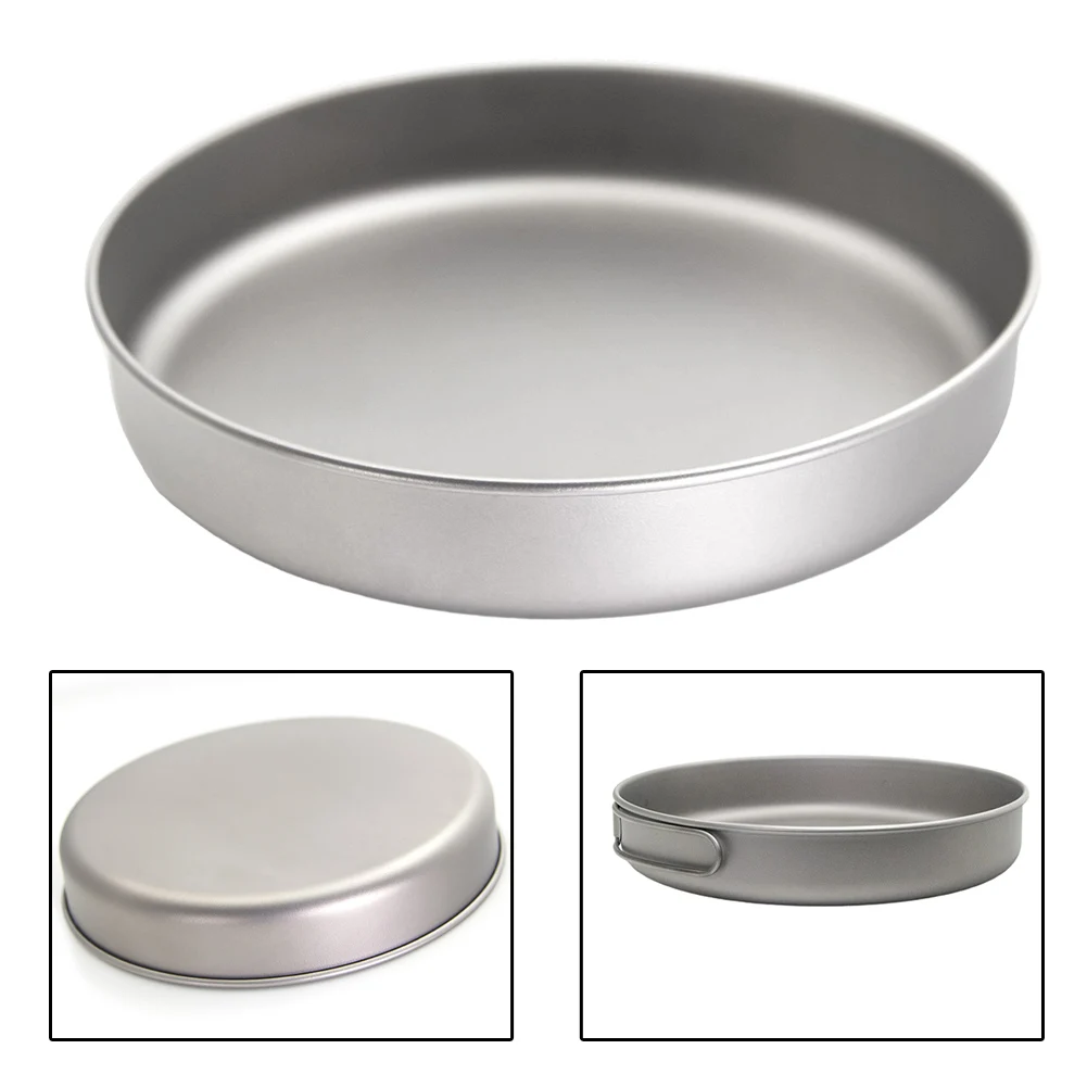 Picture 4: Ultralight Pure Ti Frypan Pot Outdoor Camping Hiking Tableware Cookware Picnic Cooking Frying Pan Rust-resistant Odor-free Tools