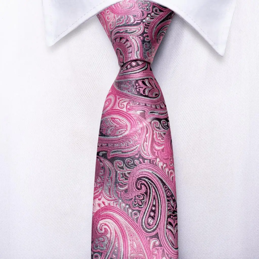 

Pink Black Paisley Silk Tie For Children Luxury Designer Handky Child Necktie 120CM Long 6CM Wide Fashion Party Dropship Hi-Tie