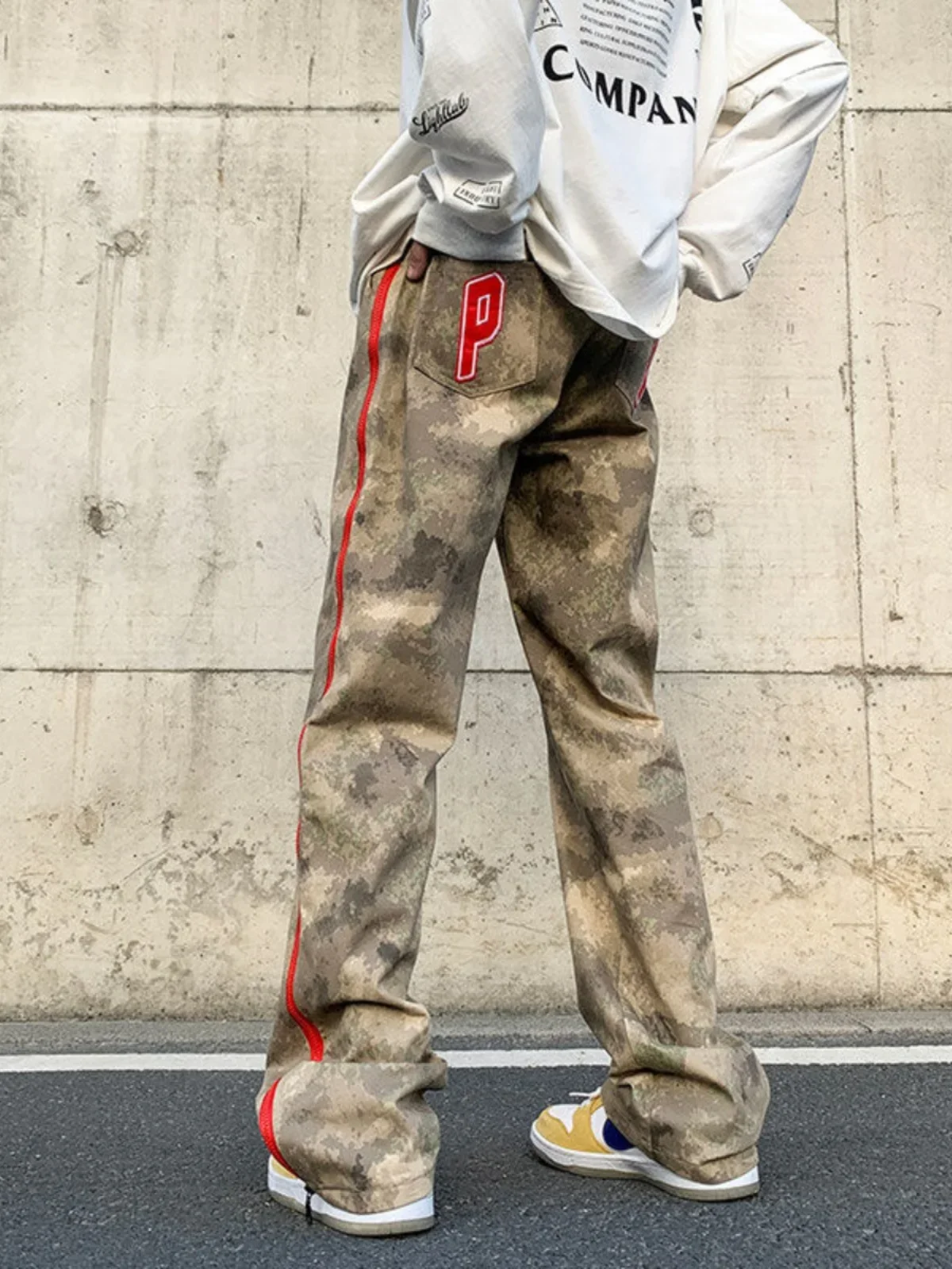 

Women Green Camouflage Overalls High Waist American Hip Hop Baggy Straight Pants High Street Autumn Fashion Wide Leg Trouser