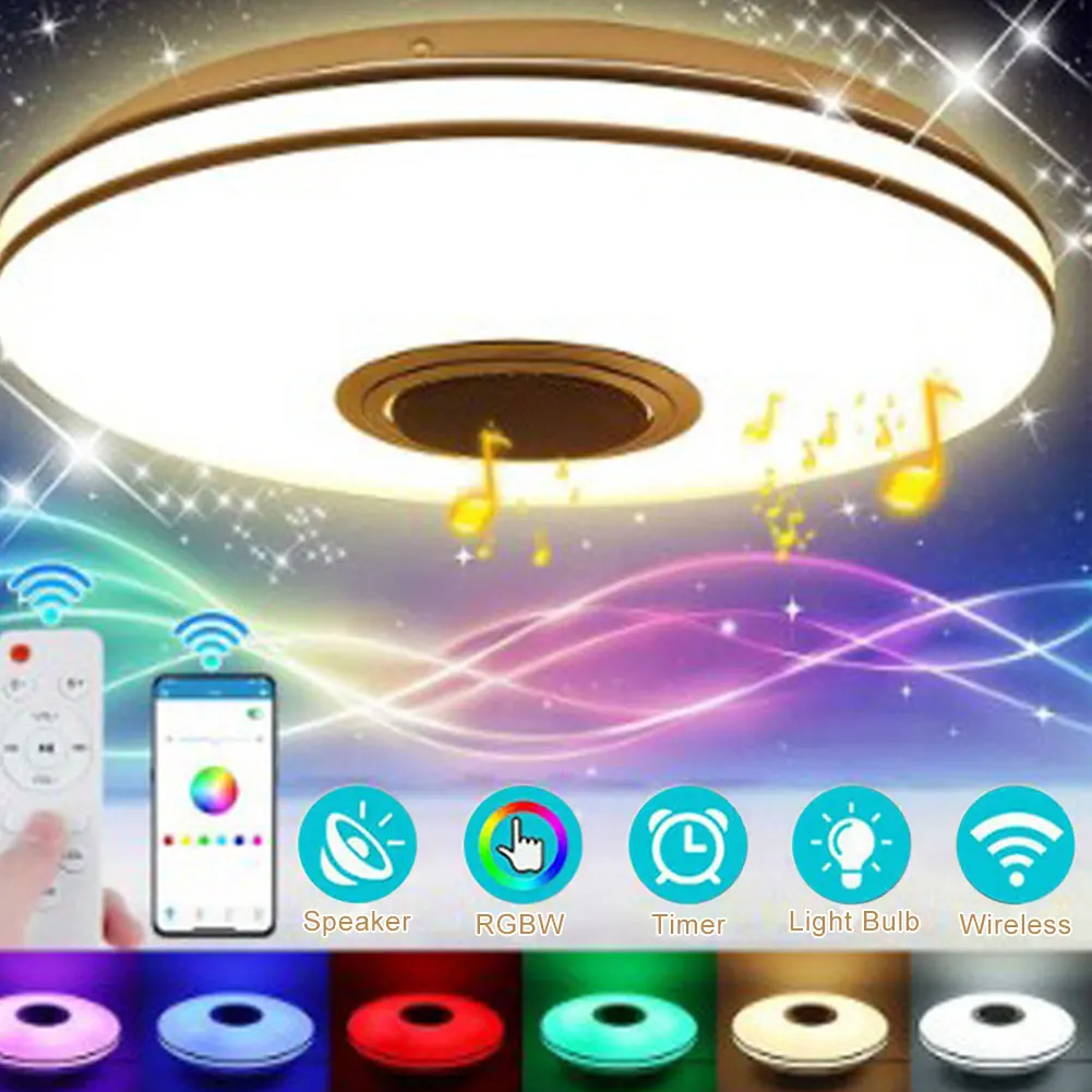 RGB LED โคมไฟเพดาน APP ควบคุมบลูทูธสมาร์ทเพดานหรี่แสงได้โคมไฟ LED อัจฉริยะสําหรับห้องนอนห้องนั่งเล่น