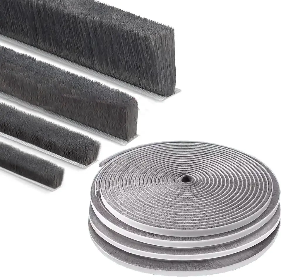 Premium Grey Brush Weather Stripping for Doors Windows
