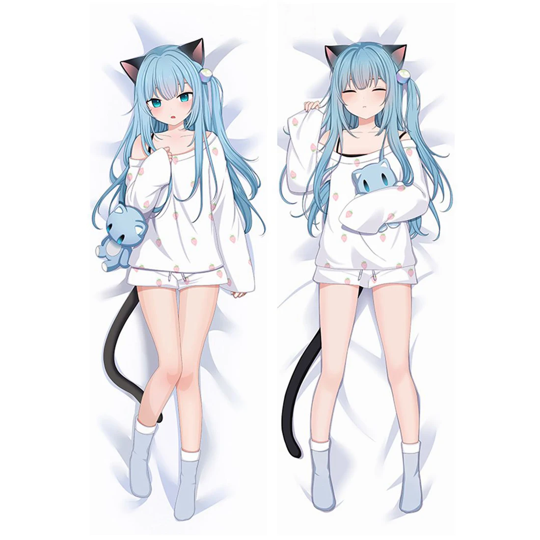 Anime Decor Pillow Case VTuber Nekoha Shizuku Dakimakura Waifu Pillowcase 2-Side Print Hugging Body Cushion Cover Otaku Gift