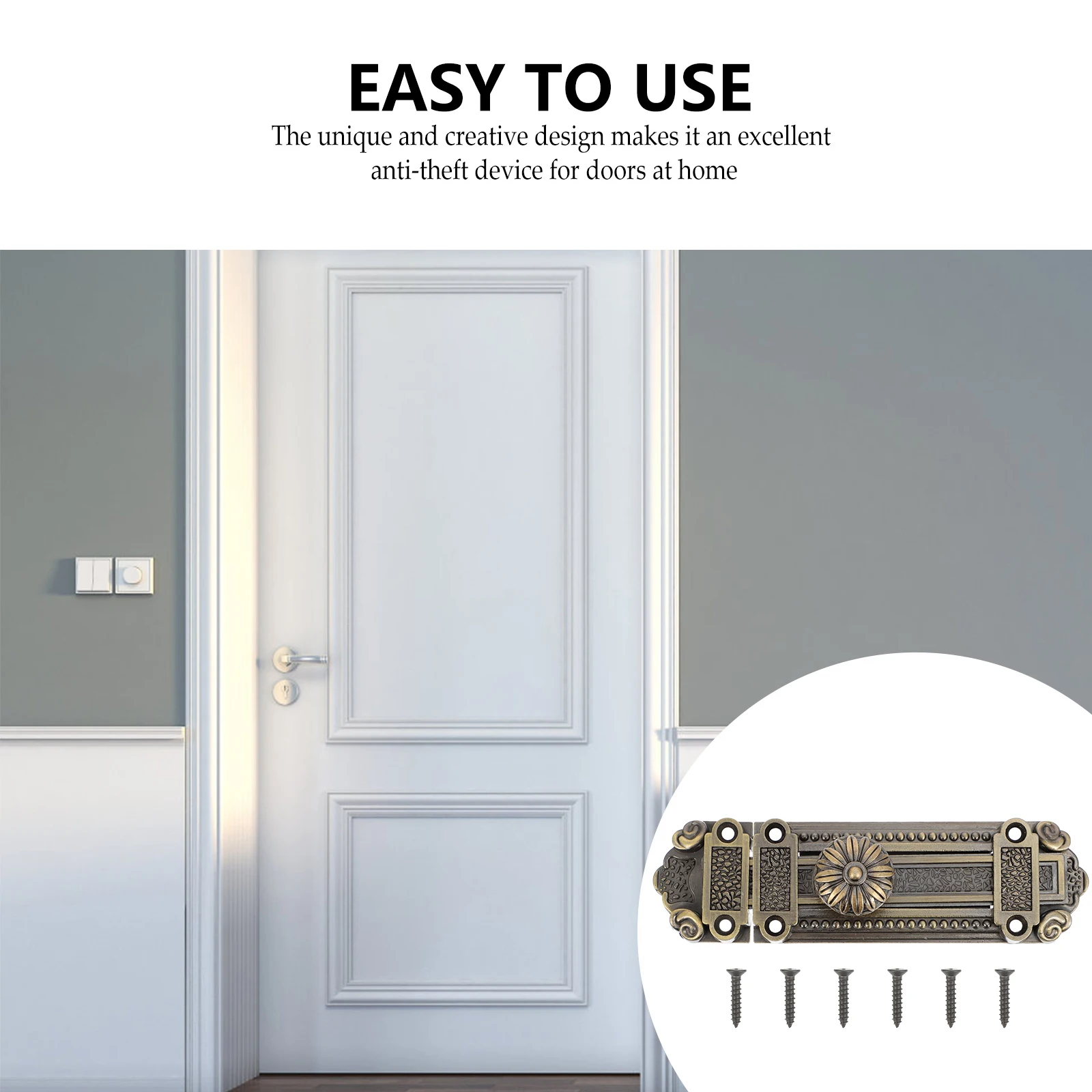 

Vintage Slide Door Bolt Zinc Alloy Latch for Cabinet Blue Hardware Durable Safe Easy Install Bathroom Kitchen Garage Security