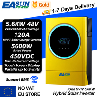 EAsun Power Hybrid Solar Inverter 5.6KW 230vac MPPT 120A Solar Charger PV Input 6000W 450vdc LED Ring Lights 48V Inverter