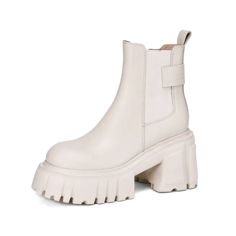 

2025 новые модные женские ботинки, осенне-зимние туфли на платформе из 100% натуральной кожи на толстой подошве, сексуальные ботинки челси