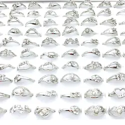 30pcs Rings For Women Silver Color Sparkling Rhinestone Mix Patterns Fashion Jewelry Set