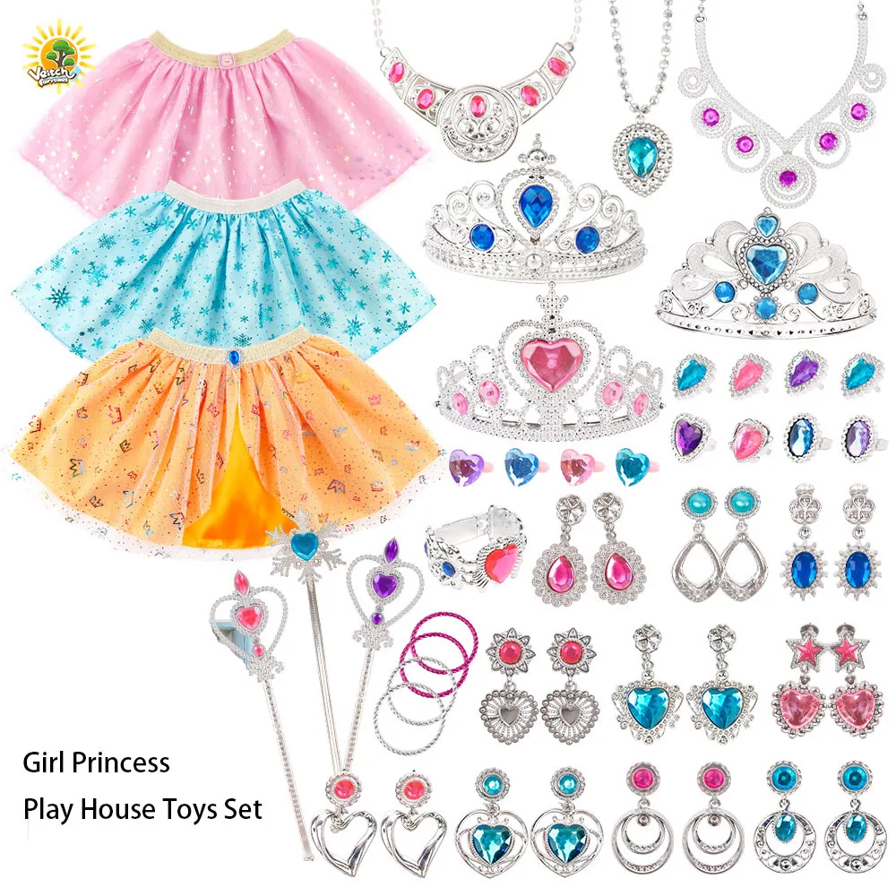 

Детский игровой домик, игрушка, милый бант, вечерние, косплей, платье принцессы, снежинка, ангел, ожерелье, серьги, комплект обуви с кристаллами, подарок на день рождения