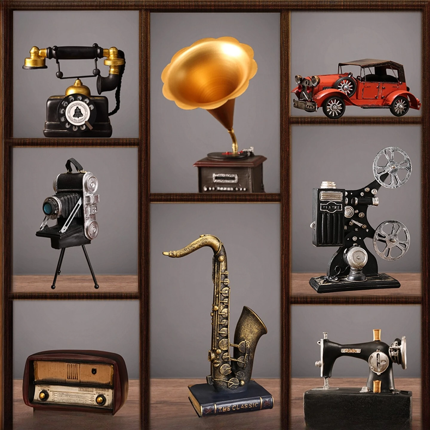 Adornos de teléfono Retro americano para el hogar, sala de estar, gabinete de vino, decoraciones, fonógrafo nostálgico, tienda de ropa, chucherías