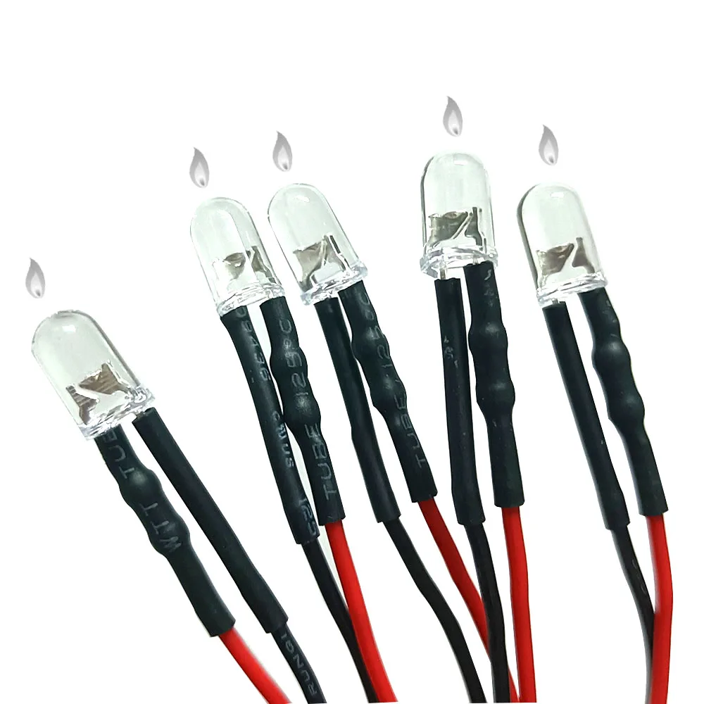 

5 мм 3 мм одиночный мигающий DC5-12V DC предварительно проводной прозрачный водный светодиод в форме свечи красный желтый синий зеленый белый оранжевый мигающая лампа