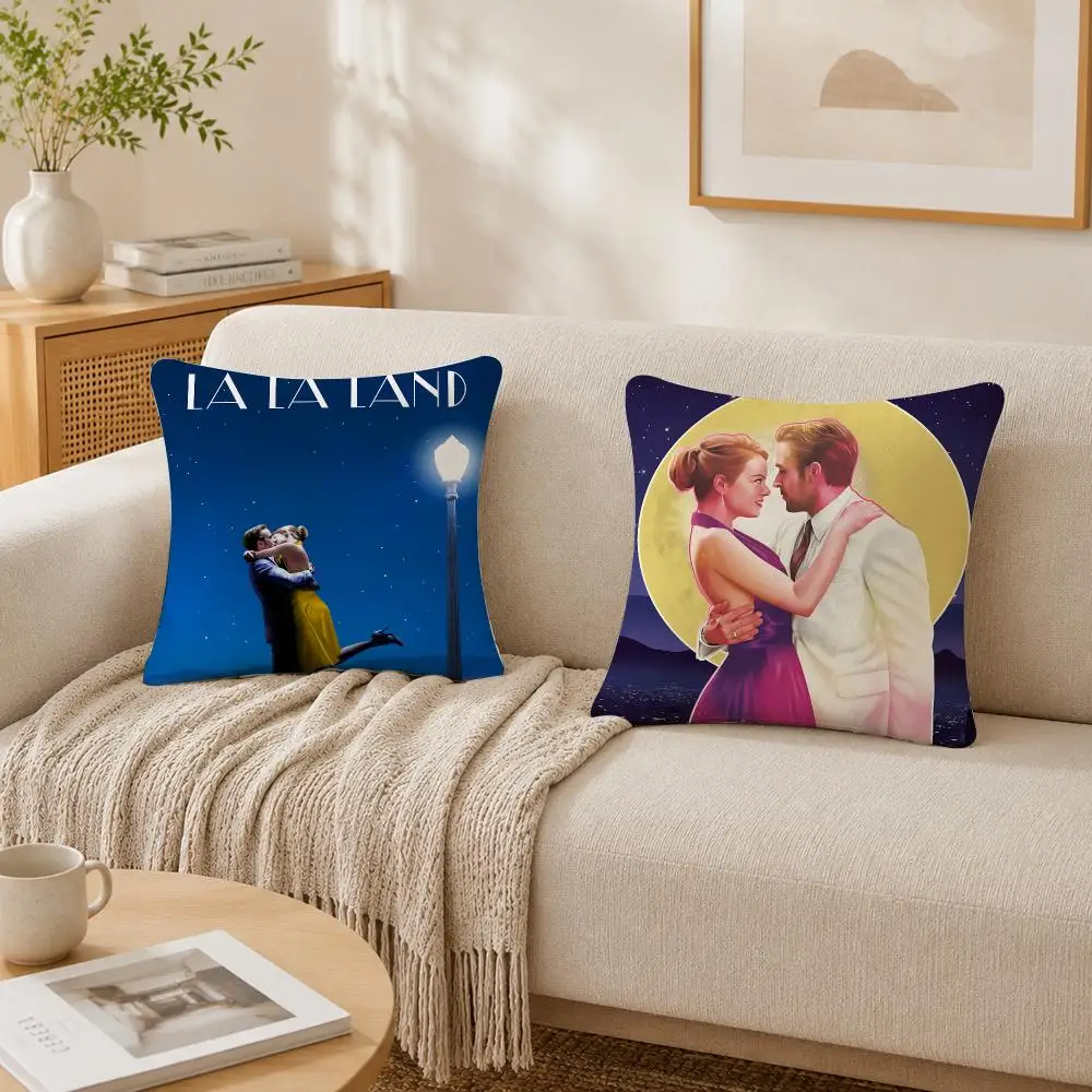 Movie L-La La L-Land Cushion Cover Plush Decorative Pillow Case With Hidden Zipper Fashion Room Decor For Home