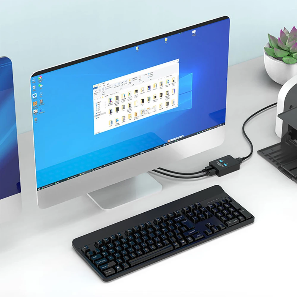 Manual USB Printer Sharing Device 2 in 1 Out Printer Sharing Switch 2-Port Manual KVM Switching Splitter Hub Converter