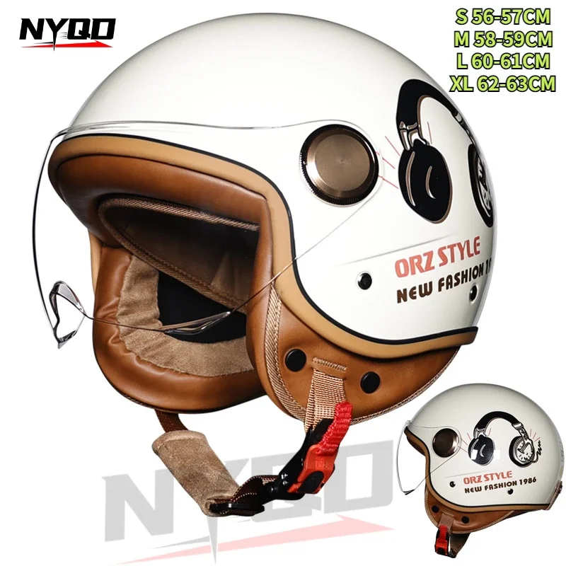 

ORZ Open Face 3/4 Motorcycle Helmet Retro Motorbike Helmets Vintage Chopper Capacete De Moto Bike Scooter With For Men Women DOT