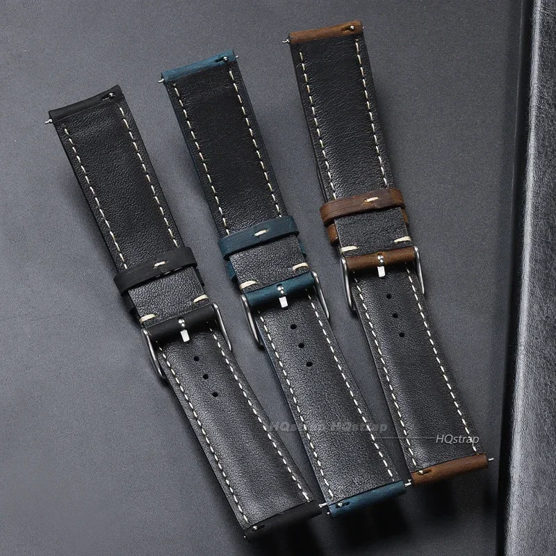 Bracelet de montre à dégagement rapide pour hommes femmes bracelet de montre en cuir véritable ceinture de remplacement 18mm 20mm 22mm bracelet marron Vintage