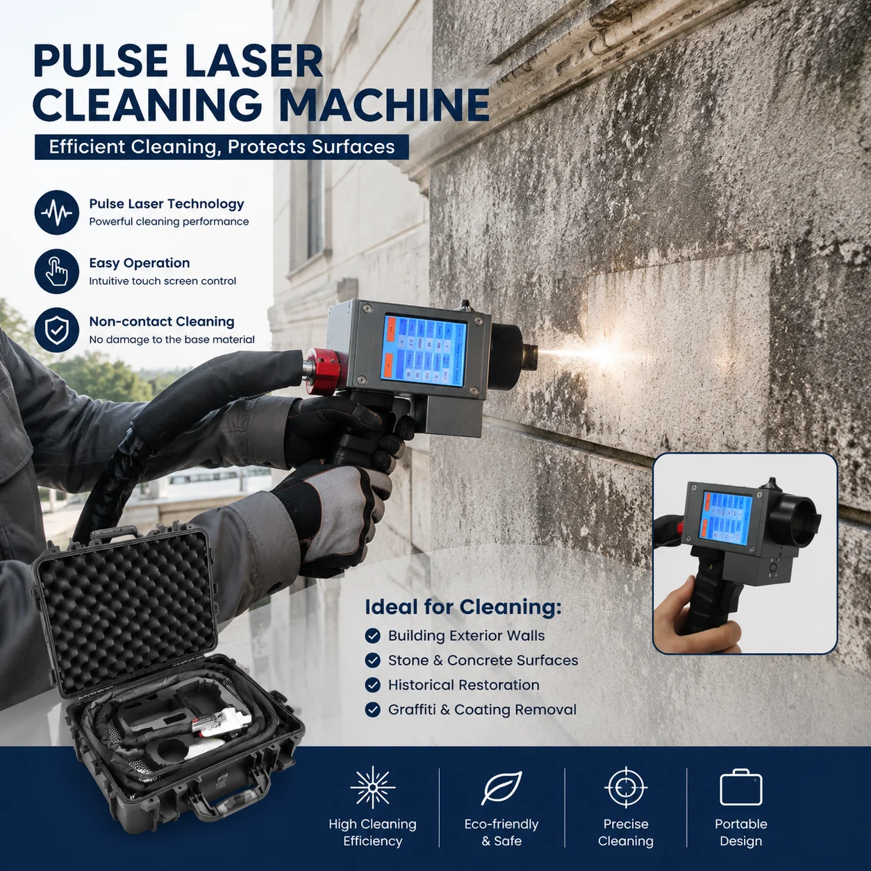 Mini Portable Pulse Laser Cleaning Machine Suitcase Fiber Laser Rust Removal Cleaner 500w for Automotive and Metal Processing