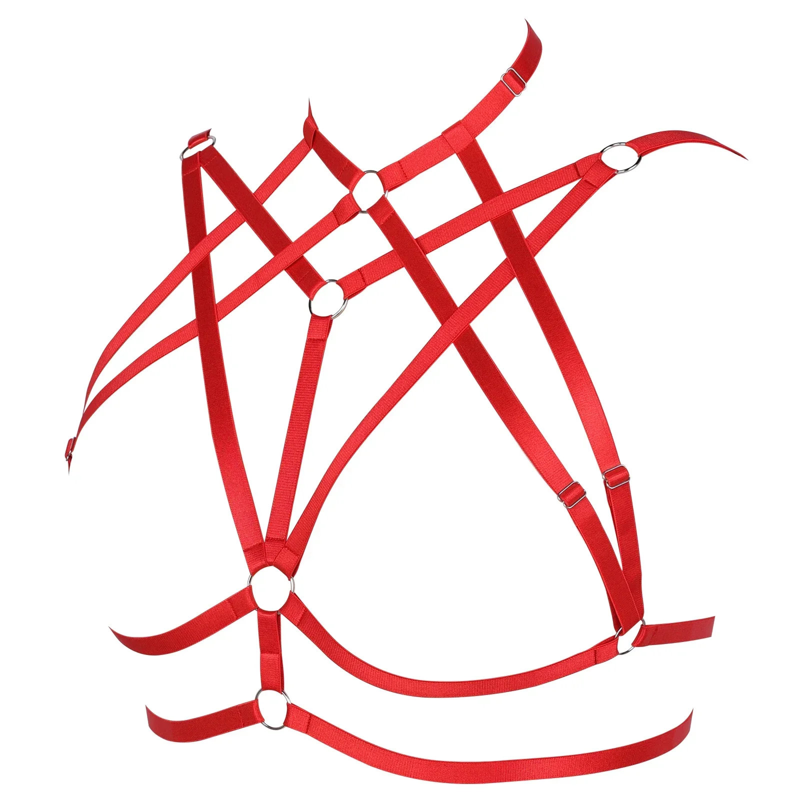 Women Plus Size Punk Body Cage Bra Elastic Harness Pole Dance Open Chest Bra Bondage Hollow Body Chain Sexy Lingerie