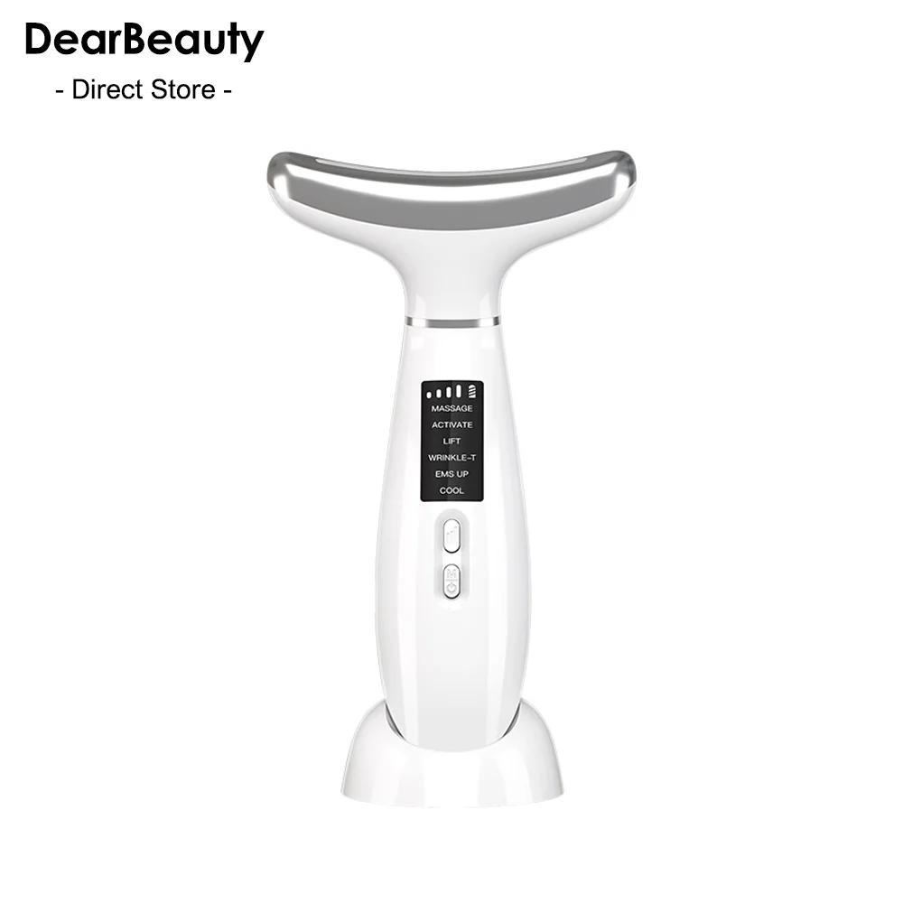 EMS Neck Face Beauty Device Facial Lifting Machine 4 Color LED Photon Therapy Skin Tighten Anti Wrinkle Cold Hot Skin Care Tools