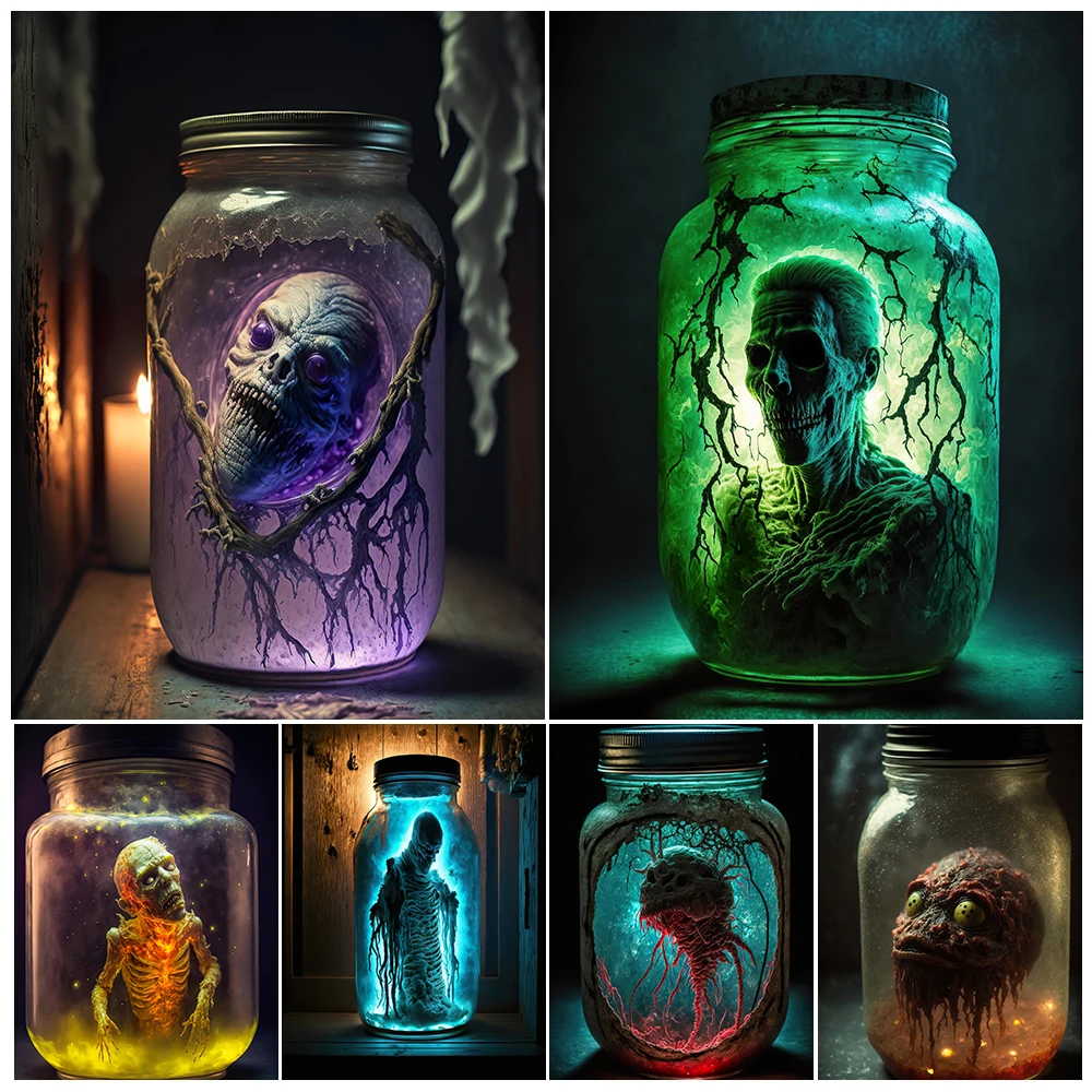 Demons Trapped In Jars Wall Art Print The Terrifying Dream World In The Bottle Art Poster And Print For Living Room Decoration