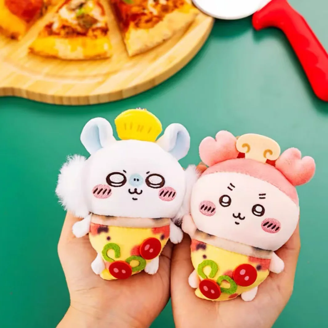 Cute Chiikawa Halloween black cat pizza old bookstore weasel plush pendant, lovely bag charm gift for girls