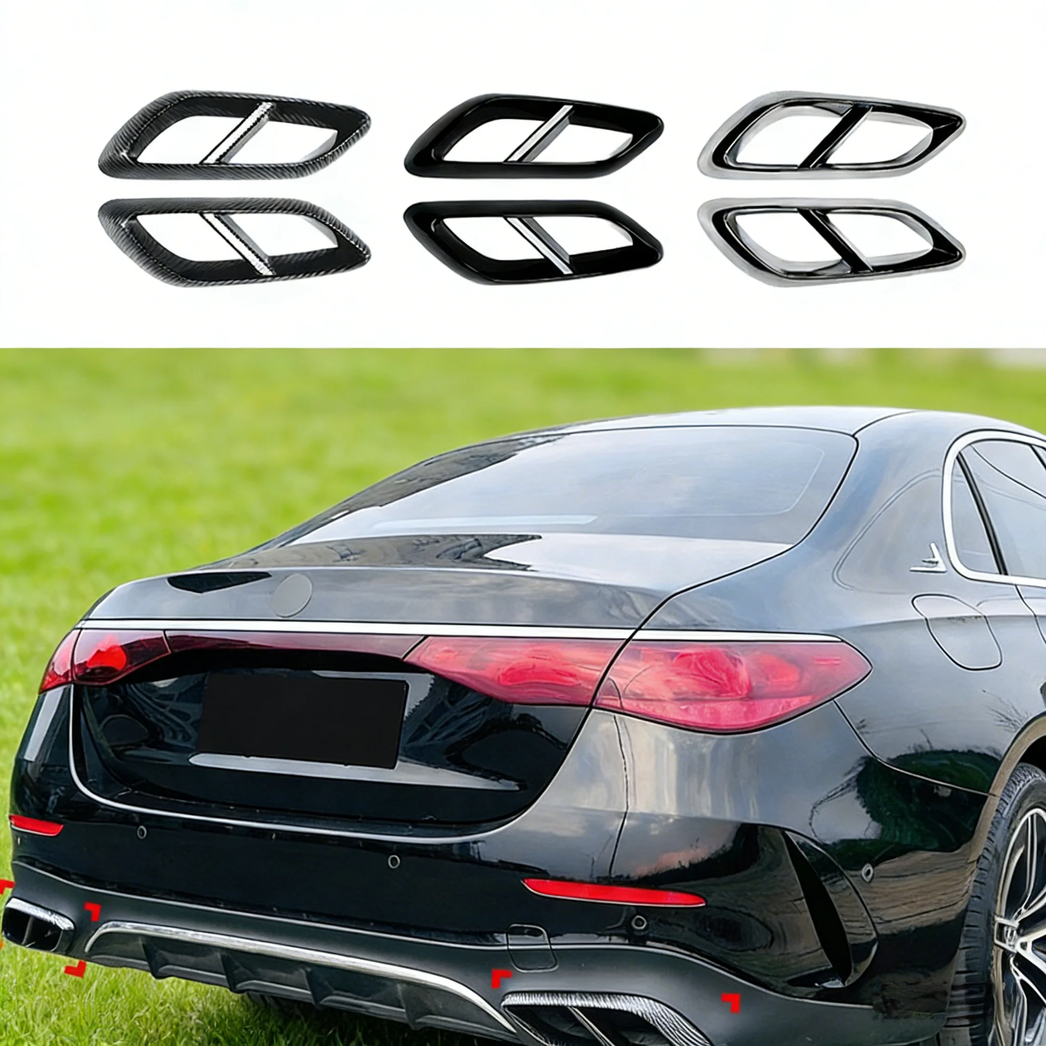 Car Tail Throat Decor Frame For Mercedes-Benz E W214 2024+ Car Exhaust Pipe Trim Cover Stickers Spare Parts Accessories Sil