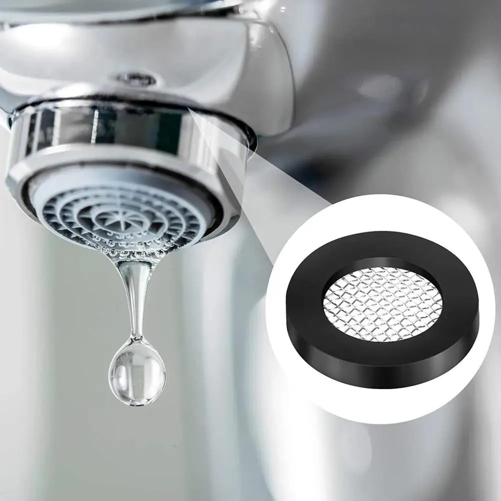 50pcs Tap Head O-shaped Stainless Steel Filter Gasket Seal Black Hose Flat Rubber Washer For Shower Head Faucet 1/2in 3/4in