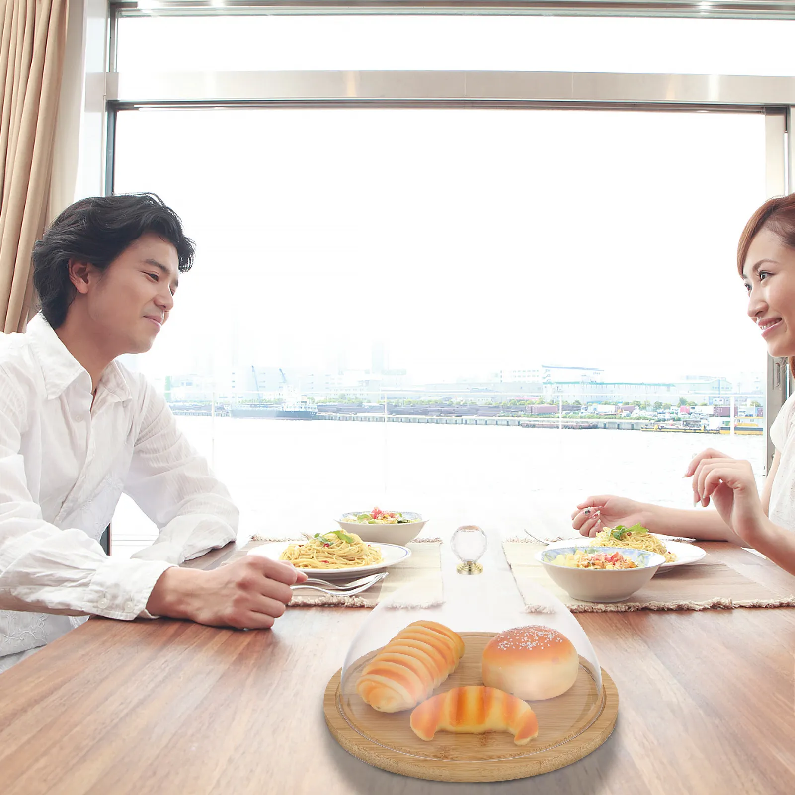 

Набор из 1 прозрачного акрилового колпака для еды с круглой ручкой-кнопкой, для защиты десертов, закусок, выпечки, кухонные принадлежности