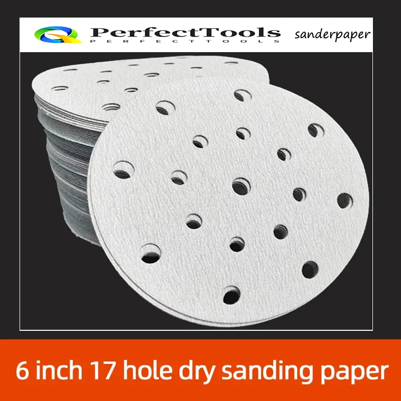 

6 Inch 17 Hole Dry Sanding Paper Round Self-adhesive Flocking Polishing Car Putty Furniture Hardware Sand Skin