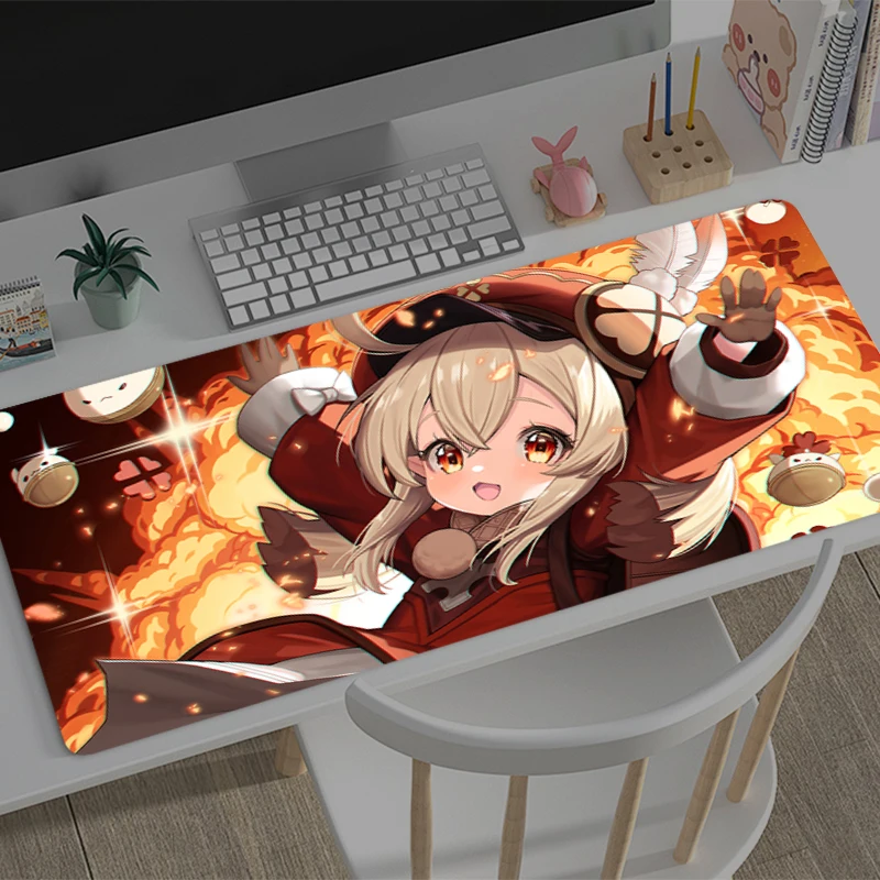 Mouse Pad Large Genshin Impact Klee Gamer Keyboard Mat Pads Gaming Desk Protector Laptops Mousepad Deskmat PC HD Anime Mousepad
