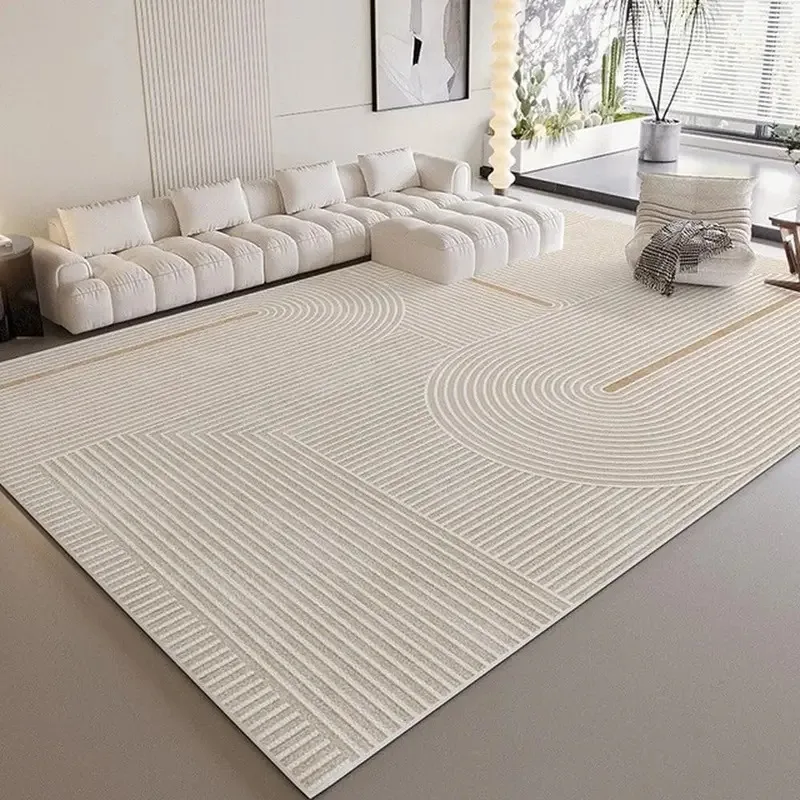 VIKAMA Alfombra minimalista a rayas, resistente a las manchas y lavable a máquina, alfombra para mesa de centro, alfombra para mesita de noche, decoración del hogar