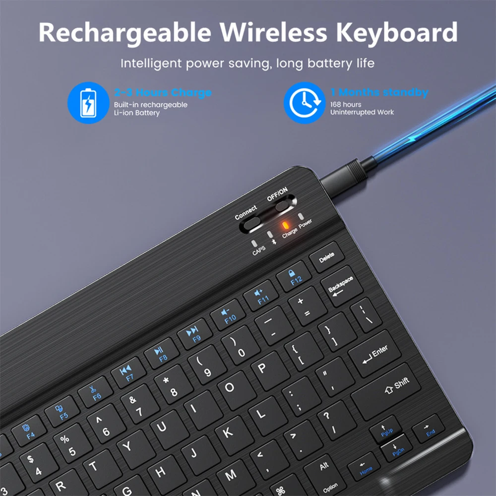 Teclado e Mouse Sem Fio Bluetooth EMTRA, Samsung, Xiaomi, Huawei, Tablet, iPad Air, Mini 5 Pro, Espanhol, Coreano, Russo