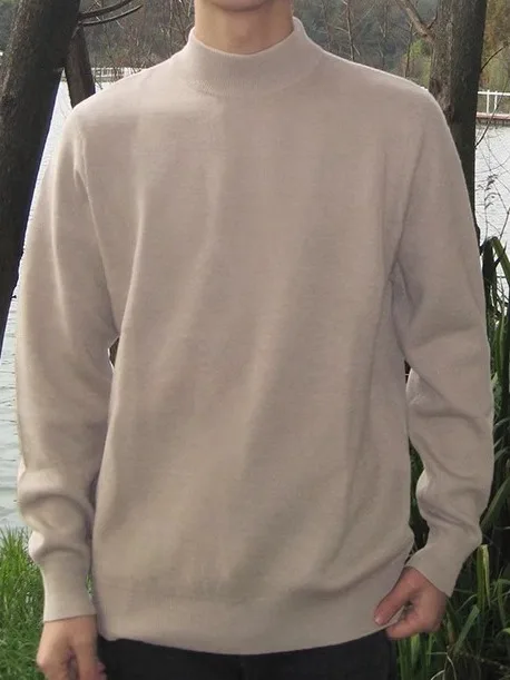 

Men's Knitted f-High Collar Fce-Lined Sweater Mid-Layer Casual Wear Soft Loose Fit Autumn Winter Thermal Base irt