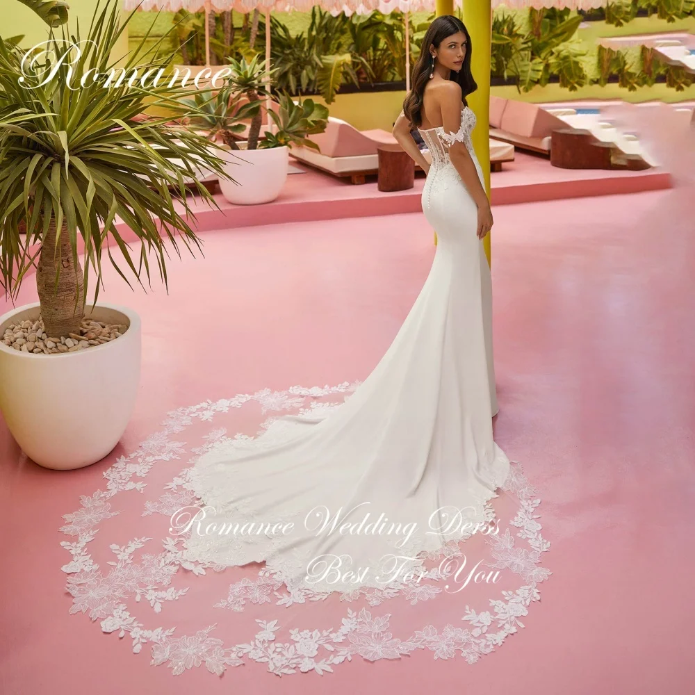 فستان زفاف أنيق مكشوف الكتفين مزين بحورية البحر للنساء دانتيل مفتوح الظهر على شكل حرف v فستان زفاف فيستدوس دي نوفيا مخصص