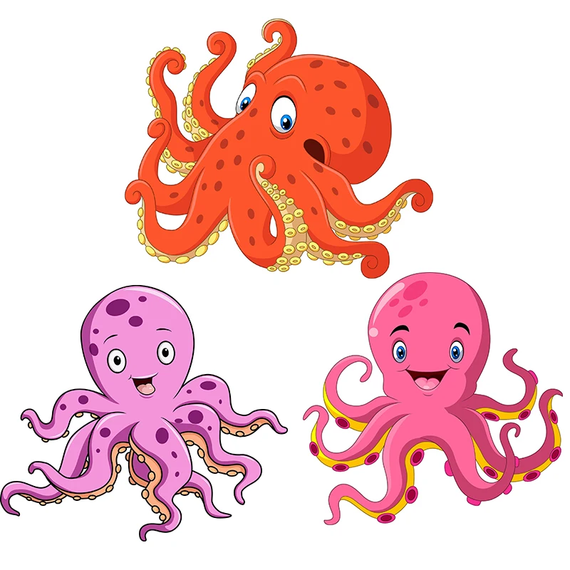 C234# Cute Cartoon Octopus Wall Sticker Bathroom Toilet Decor Living Room Cabinet Refrigerator Home Decoration