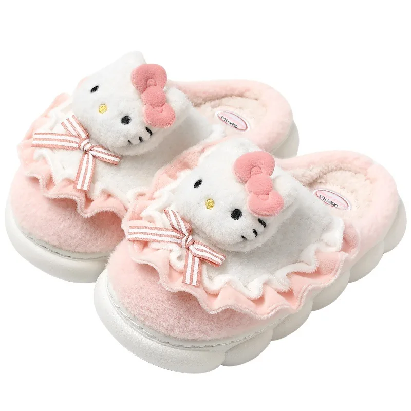 Pantofole per bambini Scarpe da casa Hello Kitty Scarpe invernali per ragazze Fondo morbido Caldo antiscivolo Caldo blu Pruple Scarpe Taglia 26-41