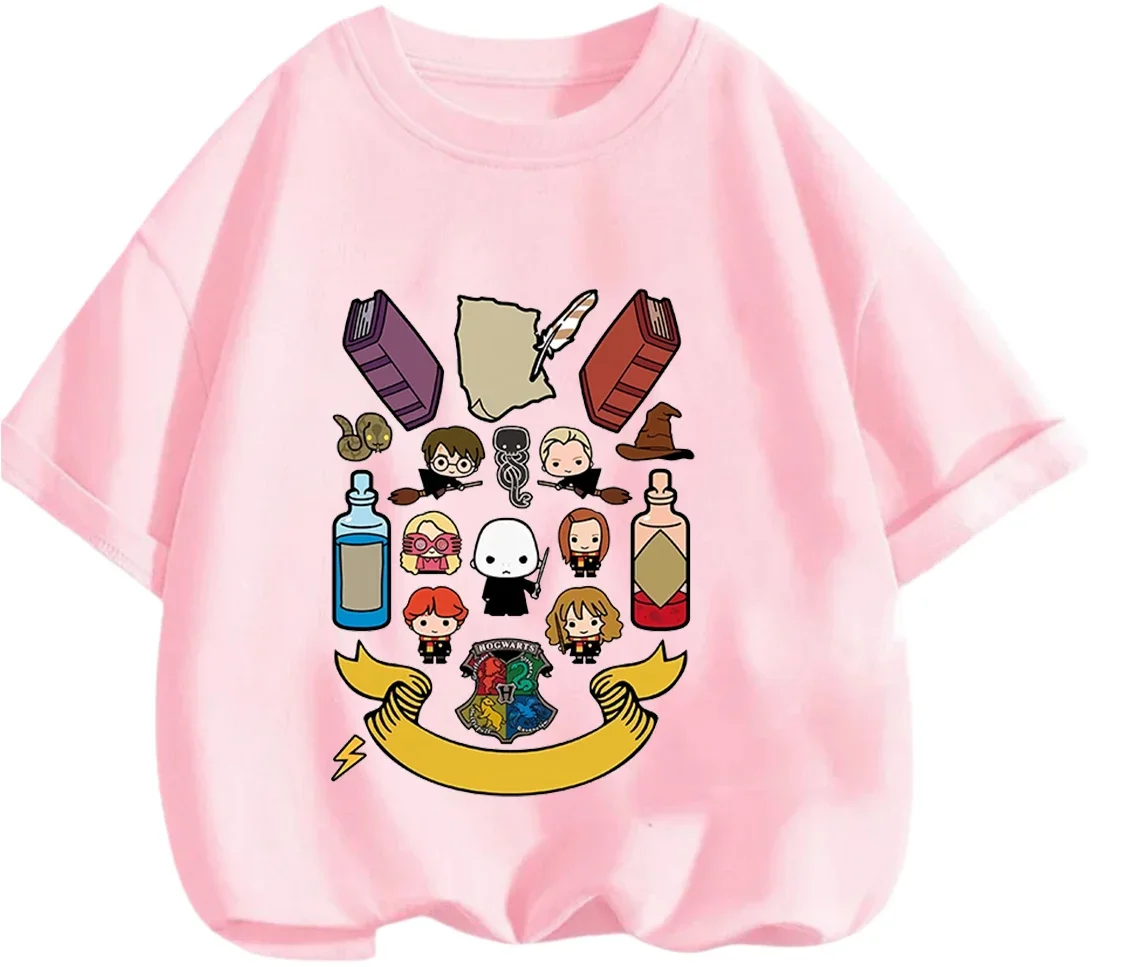 Hot Sale Harry Potter Cartoon T Shirt Summer Street Style Casual Round Neck Tee For Young Kids view 5