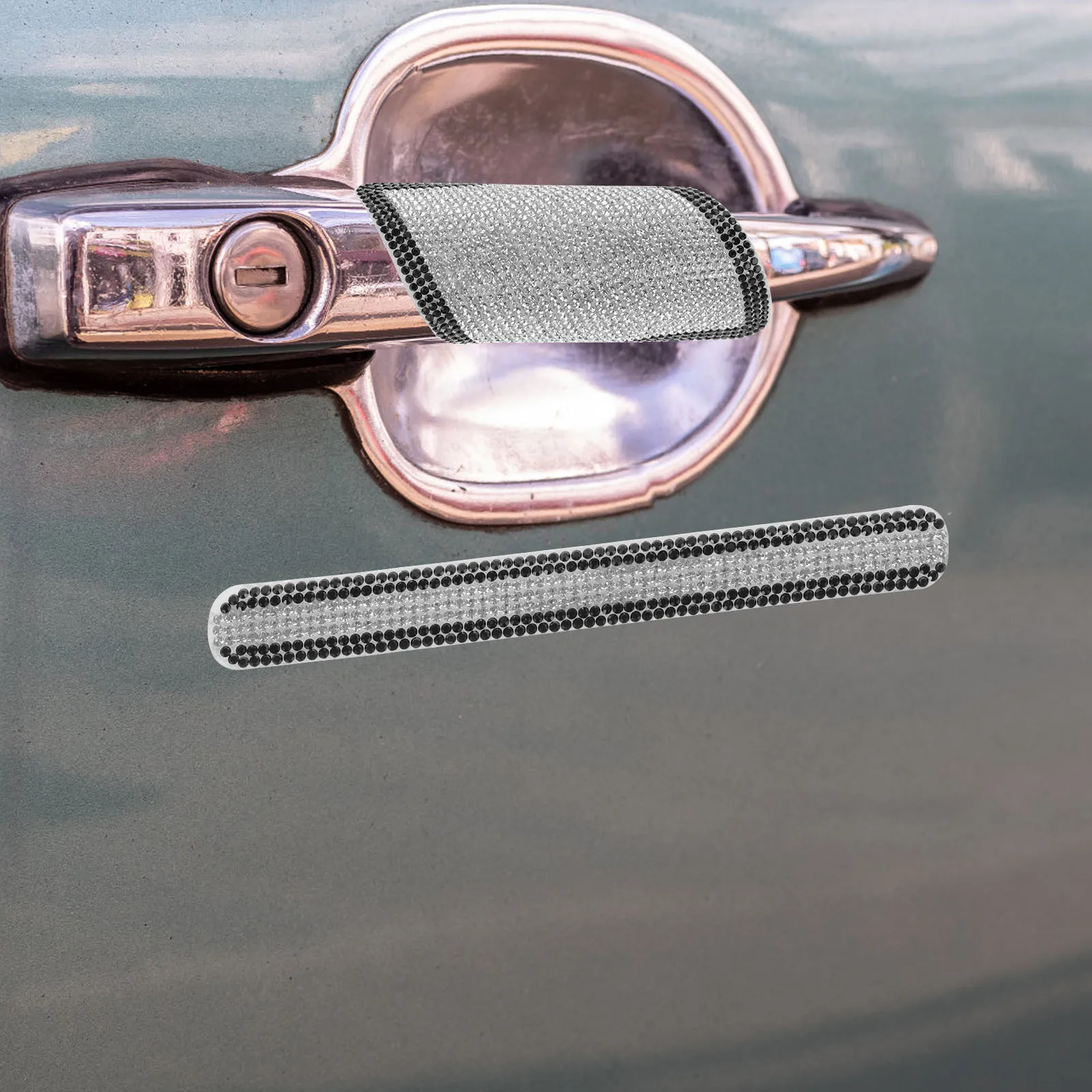 

1 комплект, наклейки на дверные ручки автомобиля, блестящие автомобильные аксессуары со стразами, защита от царапин, наклейки на дверные ручки, автомобильный экстерьер