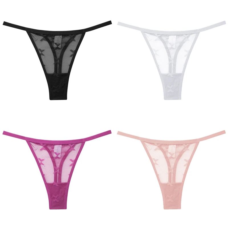 Finetoo 4 teile/satz Spitze Tangas sexy niedrige Taille Bikini Höschen S-XL Spitze G-String Unterhose bequeme T-Back Unterwäsche Dessous
