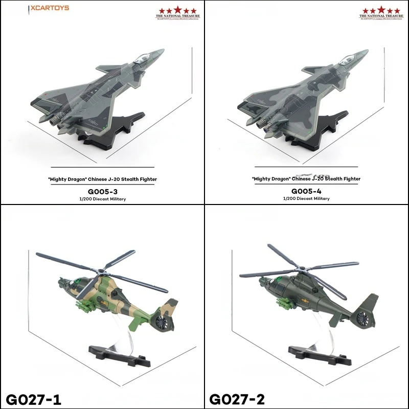 

XCARTO J-20 Stealth Fighter Aircraft Alloy Collectible Model Z-9WA Helicopter Camouflage Stripe Military Aviation Ornament Toy